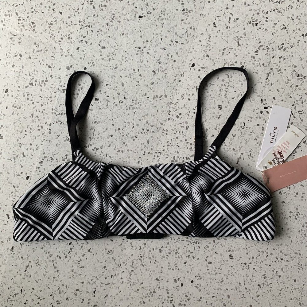 Pilyq Beaded Bikini Top NWT size Medium